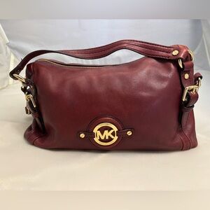 Michael Kors Deep Red Leather Shoulder Bag | Spacious Handbag
